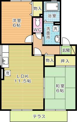 ラーク福江　Ａ棟 102号室 間取り