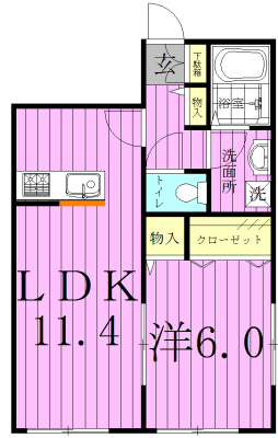 シードリーフ 102号室 間取り