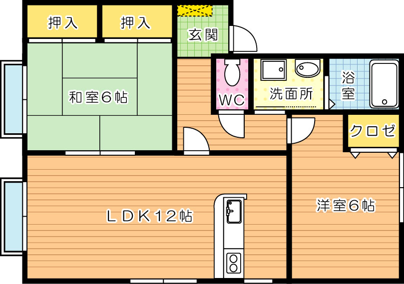 ユニゾン上富野A棟 　 101号室 間取り