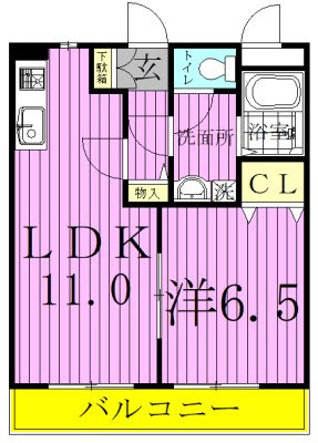 エクシード二ツ木A棟 103号室 間取り