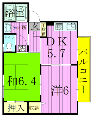 モンピエスⅡ 203号室 間取り