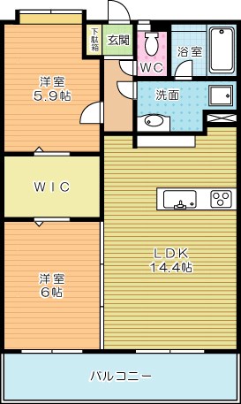 ニューガイア四季彩の丘　Ｃ棟 406号室 間取り