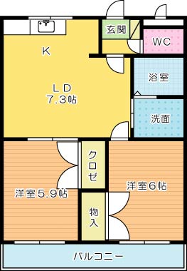 ソレイユ弐番館  202号室 間取り