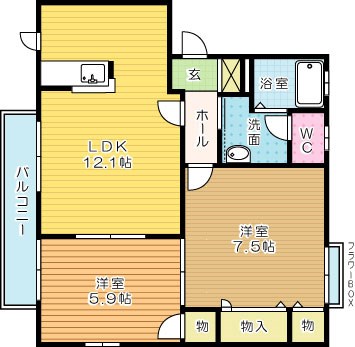 オーボアパティールⅡ　Ｄ棟　 102号室 間取り