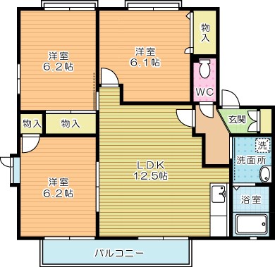 ディアス曽根　Ｃ棟 101号室 間取り