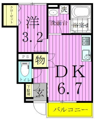 フェリシティ 102号室 間取り