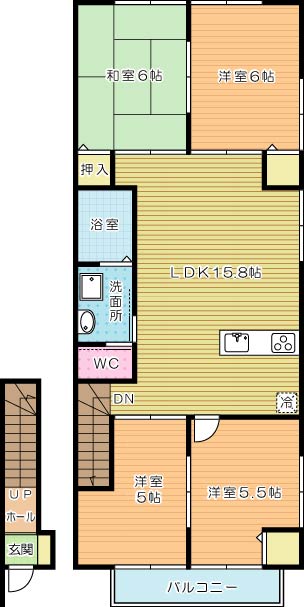 ルネス板櫃Ａ棟 201号室 間取り