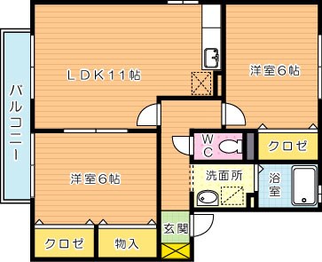 セジュール学園台  203号室 間取り