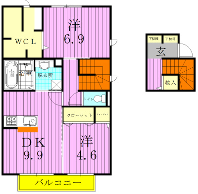 アズールＢ 201号室 間取り