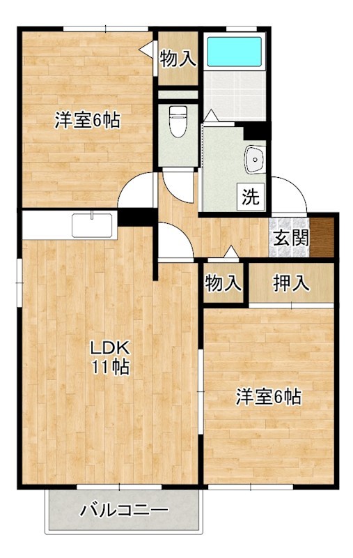 セジュール福西 205号室 間取り