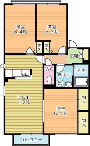 アヴェニールせいわ　Ａ棟 101号室 間取り