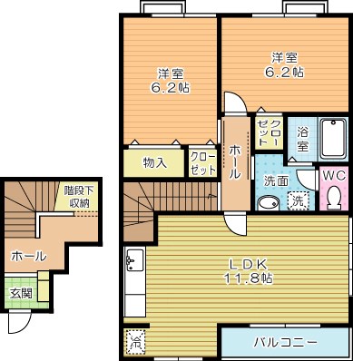 リバーサイド広徳  205号室 間取り