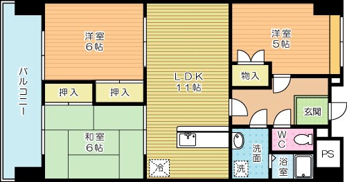 サンシティ駅南 402号室 間取り