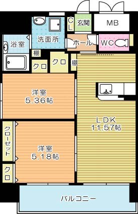 シャーメゾングランドソレイユ門司 805号室 間取り