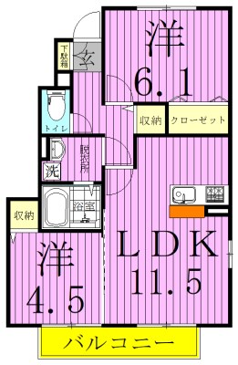 ハイブリッジ　Ⅱ 101号室 間取り