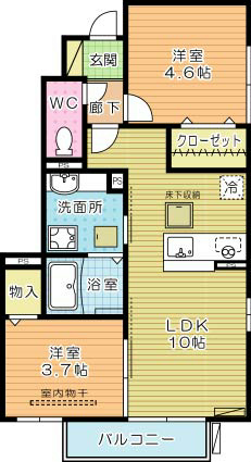 Ｃｌａｉｒ下城野（クレール下城野） 101号室 間取り