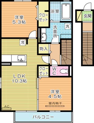 メゾンラフィーネＢ棟  202号室 間取り