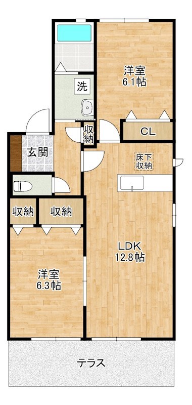 咲ら小路Ⅰ　Ｂ棟 101号室 間取り