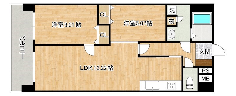 ラフィーネ到津学園通り  408号室 間取り