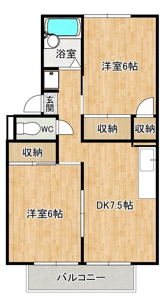 セジュール守恒　Ｃ棟  201号室 間取り