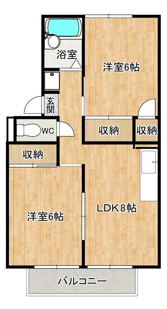セジュール守恒　Ｃ棟 201号室 間取り