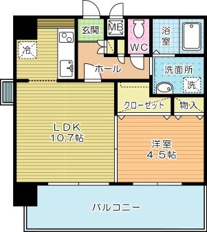 フェリシエ三萩野 509号室 間取り