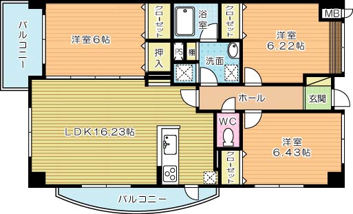 Ｇｒｏｕｎｄ　Ｈｉｌｌｓ（グランヒルズ） 205号室 間取り