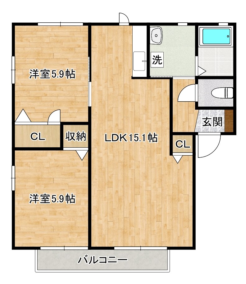 リンデンバーム　Ｂ棟  201号室 間取り