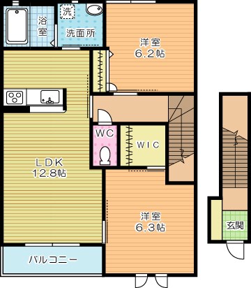 エーアスト湯川Ａ 203号室 間取り