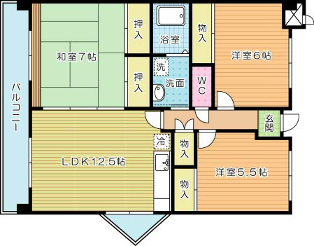 パティオス守恒 206号室 間取り