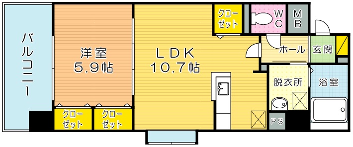 グレンドーラ 201号室 間取り