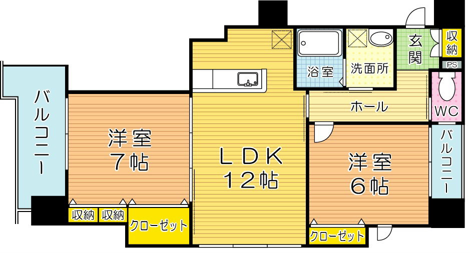 ハビテ下到津 201号室 間取り