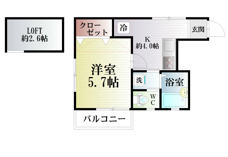 スマイル 102号室 間取り