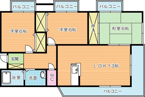 エクセル徳力  303号室 間取り