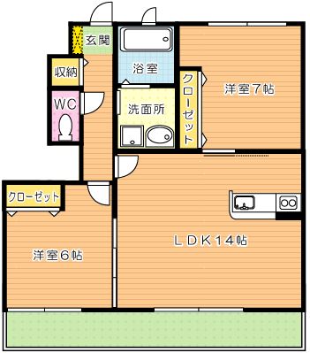 シャーメゾン花Ⅱ  102号室 間取り