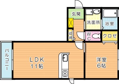 五つ石の庄ⅡＡ棟 201号室 間取り