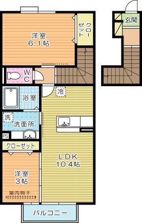 エスポワール下城野 202号室 間取り