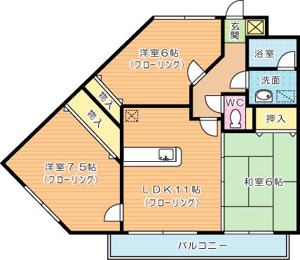 フィオレンティーナ 1403号室 間取り