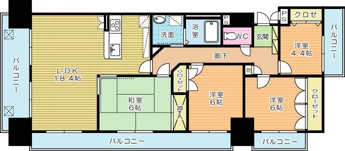 シャトレ大手町Ｎ棟 306号室 間取り