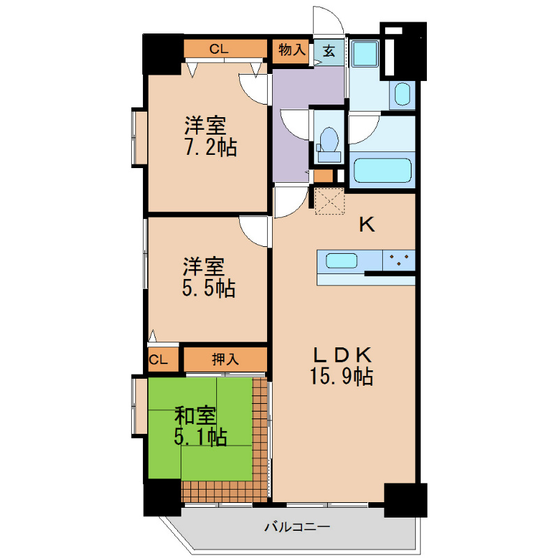 グランボア宇都宮アヴニール 301号室 間取り