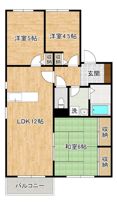 カサブランカパートⅡ  A棟 202号室 間取り