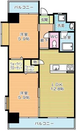 ウイングス三萩野  401号室 間取り