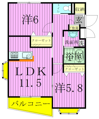 グランメール北松戸 303号室 間取り