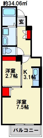 エスペランサ 106号室 間取り