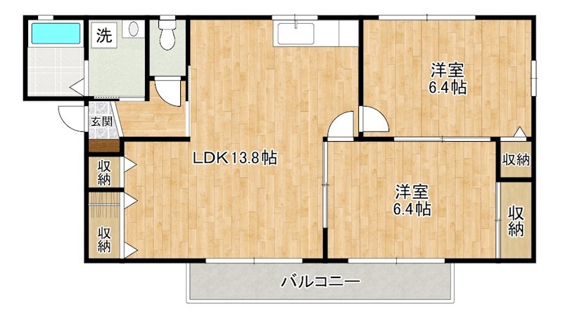 グリーンビレッジ湯川Ⅱ　Ｂ棟 202号室 間取り