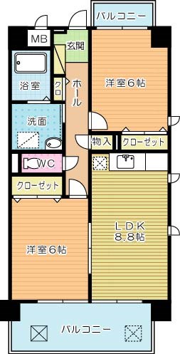 グランディ下曽根  701号室 間取り