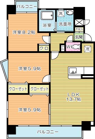 ＬＥＧＥＮＤ砂津（レジェンド砂津） 1203号室 間取り