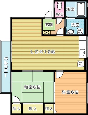 セジュール富野 102号室 間取り