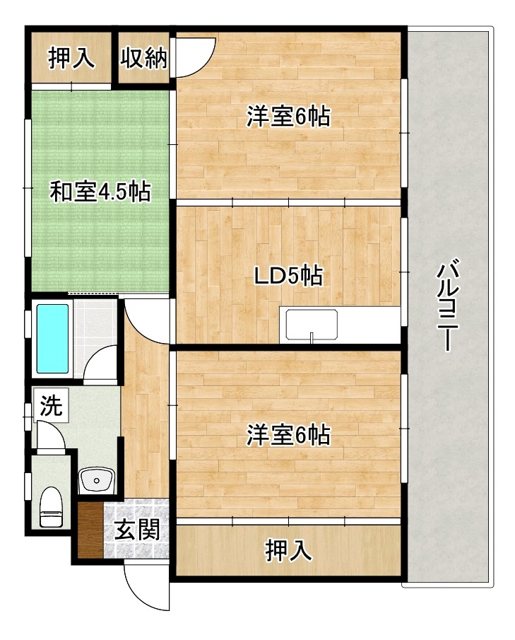 御告川ハイツ 206号室 間取り