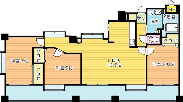 ＮＥＷ ＳＵＮ ＲＩＶＥＲ １３番館（ニューサンリバー１３番館） 501号室 間取り